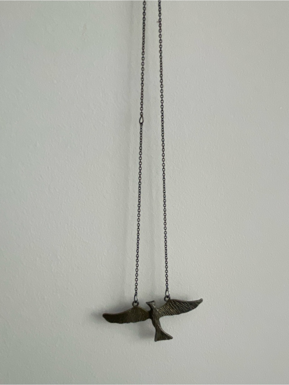 Bird Pendant Necklace - Black Bronze Metal Design